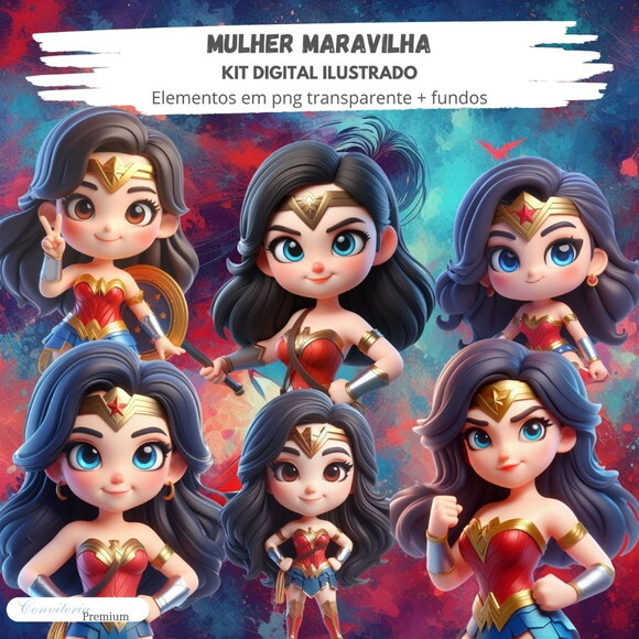Kit Digital Completo Ia em 3d - Mulher Maravilha + 1 Brinde