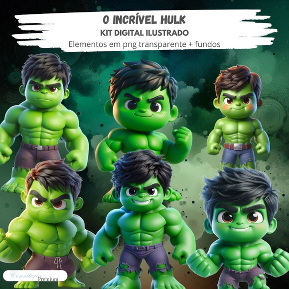 Kit Digital Completo Ia em 3d - o Incrível Hulk + 1 Brinde