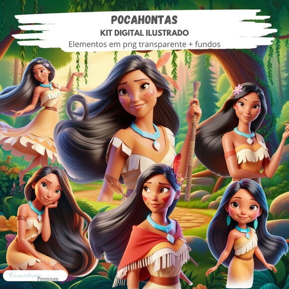Kit Digital Completo Ia em 3d - Pocahontas + 1 Brinde