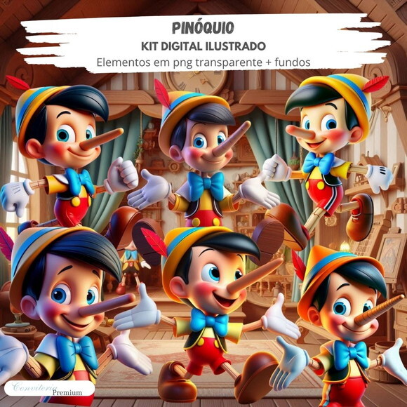 Kit Digital Completo Ia em 3d - Pinóquio + 1 Brinde