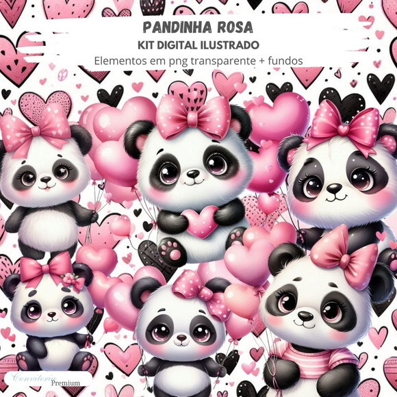 Kit Digital Completo Ia em 3d - Pandinha Rosa + 1 Brinde