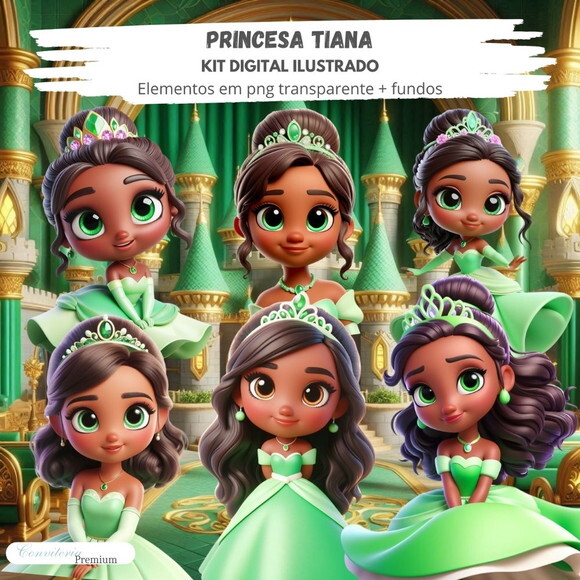 Kit Digital Completo Ia em 3d - Princesa Tiana + 1 Brinde