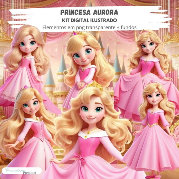 Kit Digital Completo Ia em 3d - Princesa Aurora + 1 Brinde