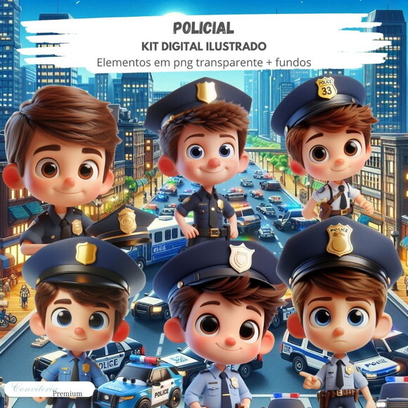 Kit Digital Completo Ia em 3d - Policial + 1 Brinde