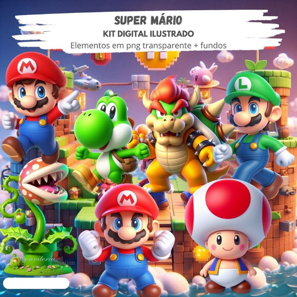 Kit Digital Completo Ia em 3d - Super Mário Bros + 1 Brinde