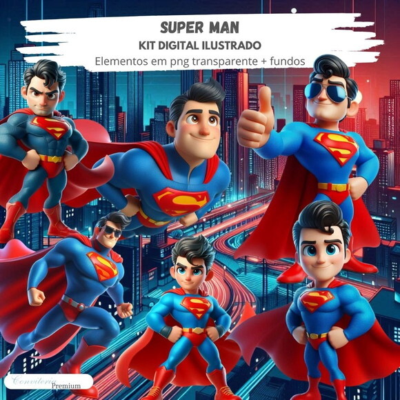 Kit Digital Completo Ia em 3d - Superman + 1 Brinde