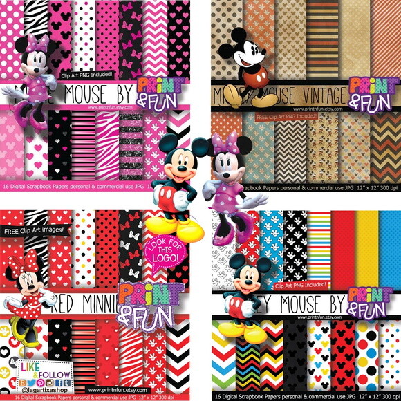 Kit Digital Mickey e Minnie Mouse