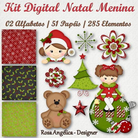 Kit Digital Natal Menina