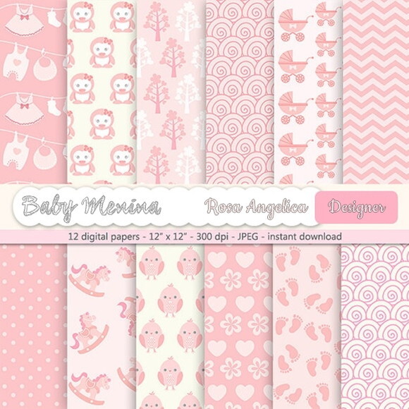 Kit Papéis Digitais Baby Menina