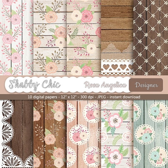 Kit Papéis Digitais Shabby Chic