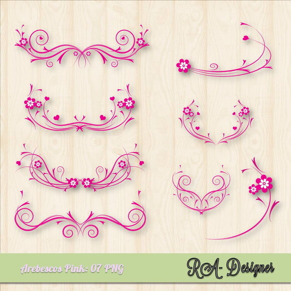 Kit Vetores - Arquivos Digitais em PNG Arebescos Pink