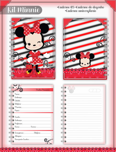 Kit Volta às Aulas Completo - Minnie Vermelha 01