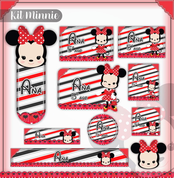 Kit Volta às Aulas Completo - Minnie Vermelha 01