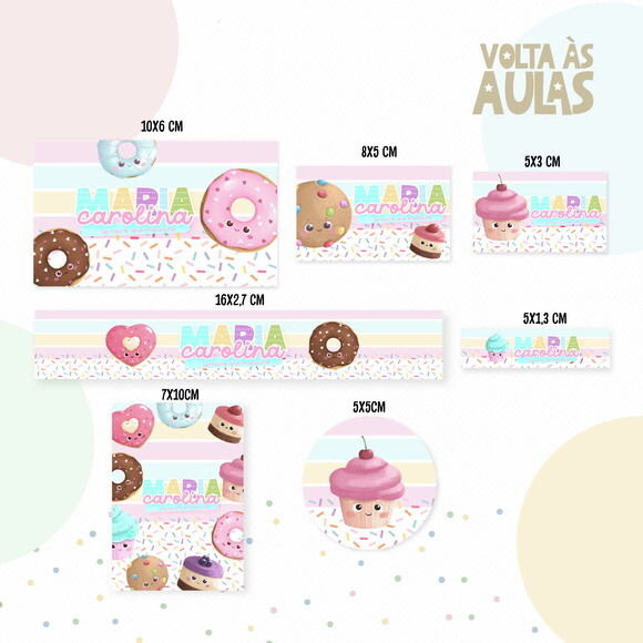 Kit Volta às Aulas Completo com Etiquetas - Candy