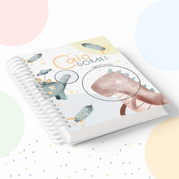 Kit Volta às Aulas Completo com Etiquetas - Dino Espaço