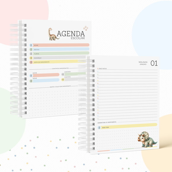 Kit Volta às Aulas Completo com Etiquetas - Dino Menino