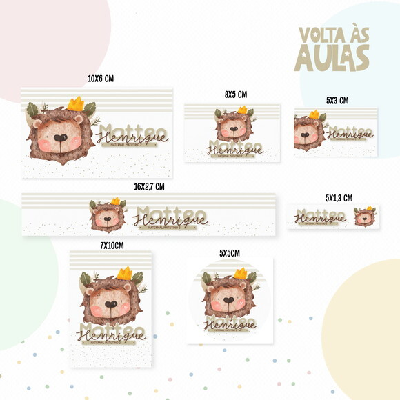 Kit Volta às Aulas Completo com Etiquetas - Leãozinho