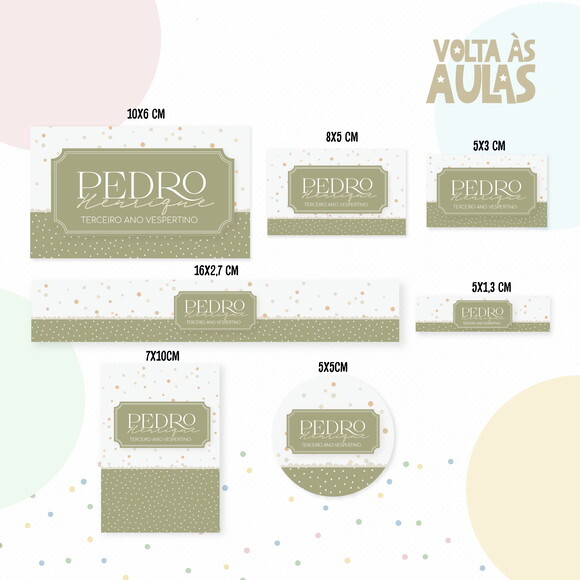 Kit Volta às Aulas Completo com Etiquetas - Neutro Menino