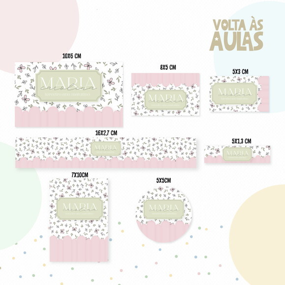 Kit Volta às Aulas Completo com Etiquetas - Neutro Menina