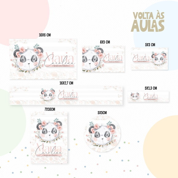 Kit Volta às Aulas Completo com Etiquetas - Panda
