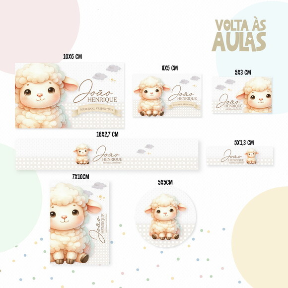 Kit Volta às Aulas Completo com Etiquetas - Ovelhinha