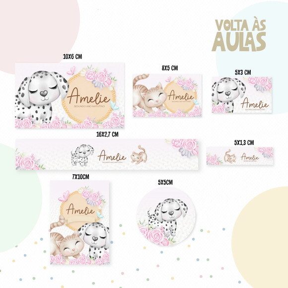 Kit Volta às Aulas Completo com Etiquetas - Pet Menina