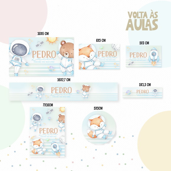 Kit Volta às Aulas Completo com Etiquetas - Space Boy