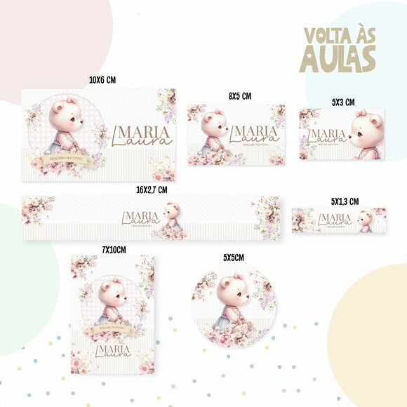 Kit Volta às Aulas Completo com Etiquetas - Ursinha