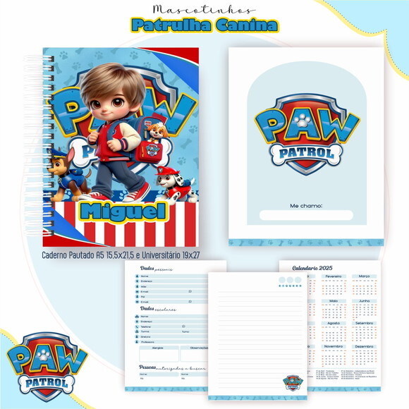 Kit Volta às Aulas Completo Mascote Ia - Patrulha Canina