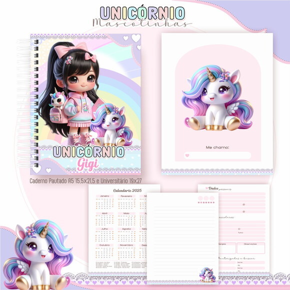Kit Volta às Aulas Completo Mascote Ia - Unicórnio