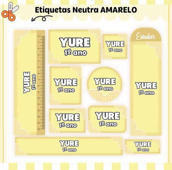 Kit Volta às Aulas Completo Personalizado - Amarelo