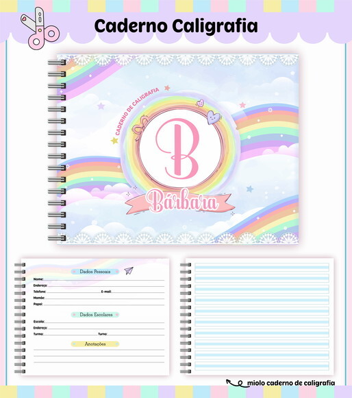 Kit Volta às Aulas Completo Personalizado - Arco Iris