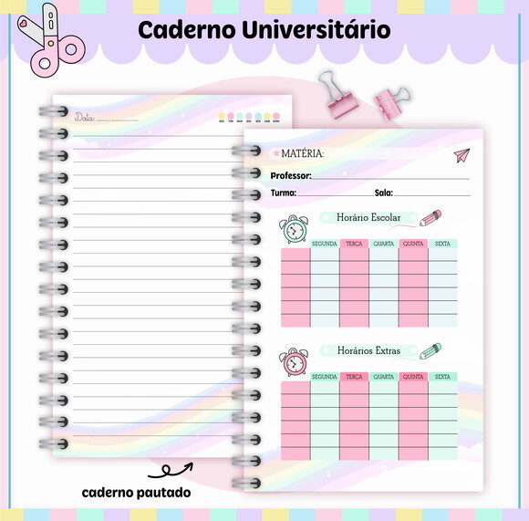 Kit Volta às Aulas Completo Personalizado - Arco Iris