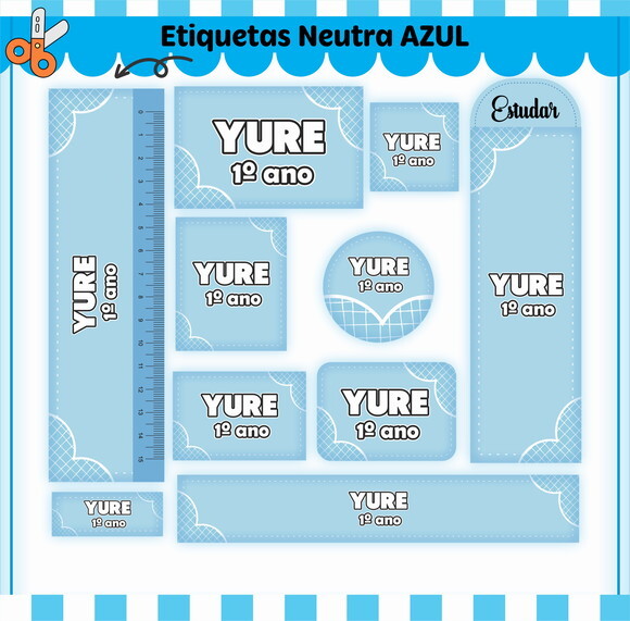 Kit Volta às Aulas Completo Personalizado - Azul