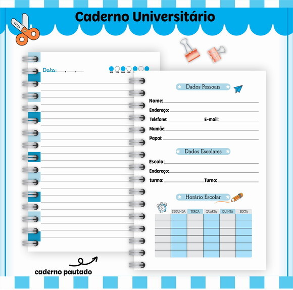 Kit Volta às Aulas Completo Personalizado - Azul