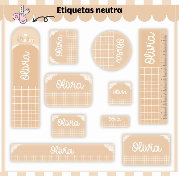 Kit Volta às Aulas Completo Personalizado - Bege