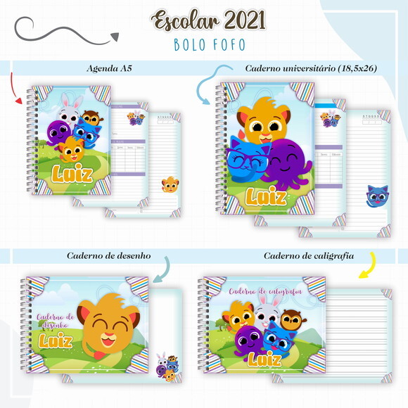 Kit Volta às Aulas Completo PERSONALIZADO - Bolofofos
