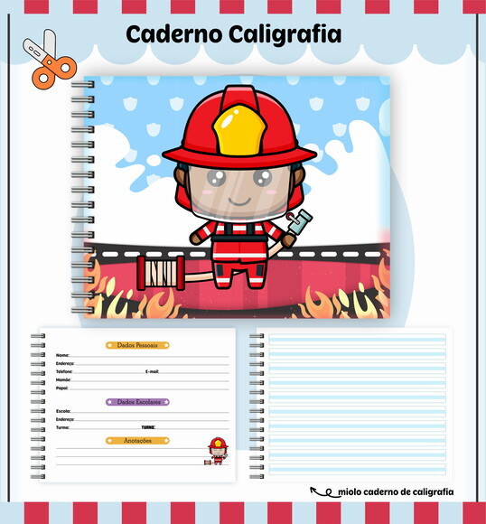 Kit Volta às Aulas Completo Personalizado - Bombeiro