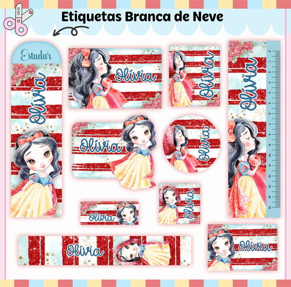 Kit Volta às Aulas Completo Personalizado - Branca de Neve