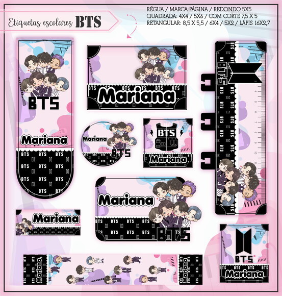 Kit Volta às Aulas Completo PERSONALIZADO - BTS