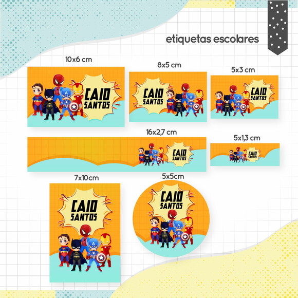 Kit Volta às Aulas Completo PERSONALIZADO - Heróis