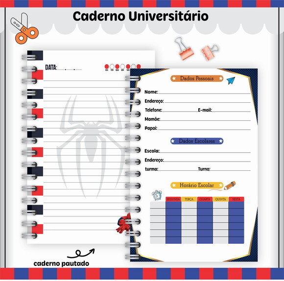 Kit Volta às Aulas Completo Personalizado - Homem Aranha