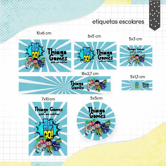 Kit Volta às Aulas Completo PERSONALIZADO - Jovens Titans 01