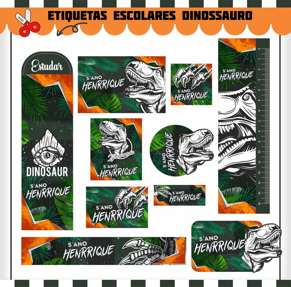 Kit Volta às Aulas Completo Personalizado - Jurassic