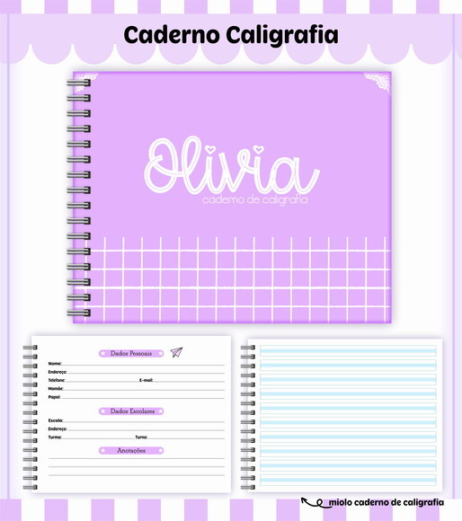 Kit Volta às Aulas Completo Personalizado - Lilás