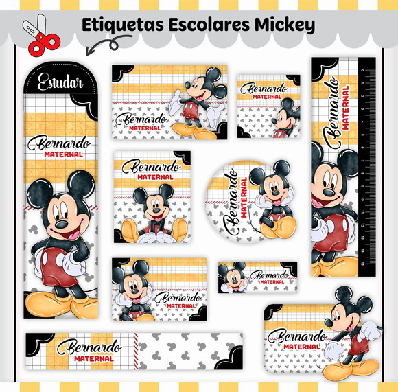 Kit Volta às Aulas Completo Personalizado - Mickey Mouse 01