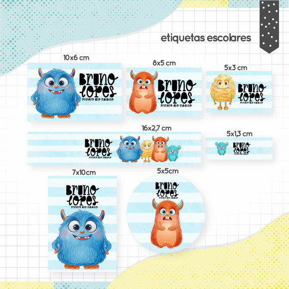 Kit Volta às Aulas Completo PERSONALIZADO - Monstrinhos