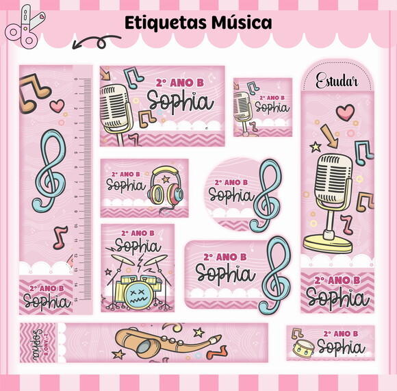 Kit Volta às Aulas Completo Personalizado - Música Menina
