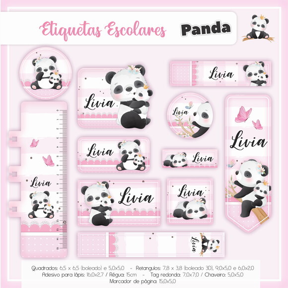 Kit Volta às Aulas Completo PERSONALIZADO - Panda Menina