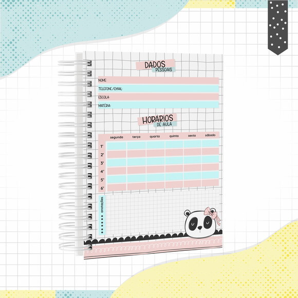 Kit Volta às Aulas Completo PERSONALIZADO - Panda Menina 01